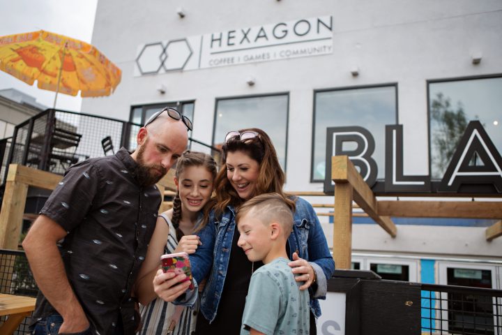 a man and a woman taking a selfie