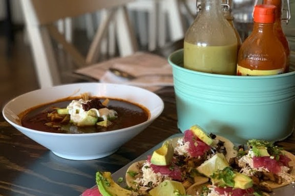 a plate of food on a table