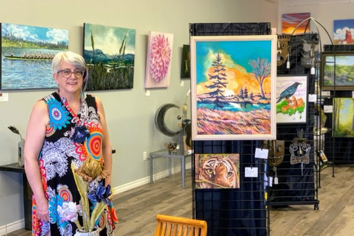 a person standing in front of a store