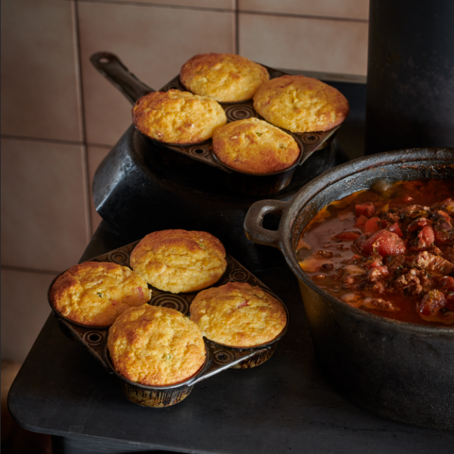 a pan of food on a stove