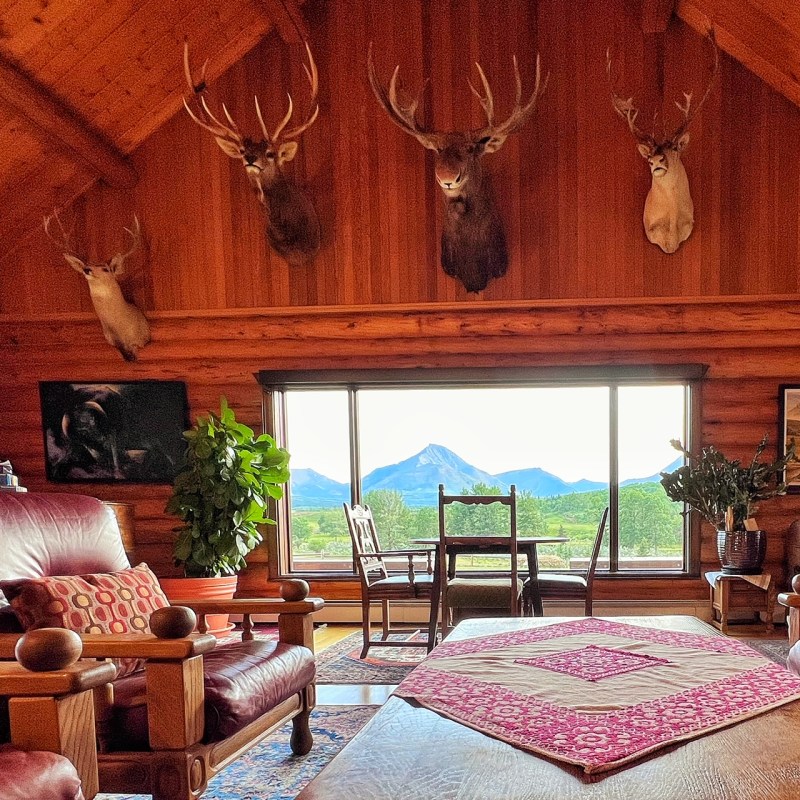 a view of a living room filled with furniture and a fireplace